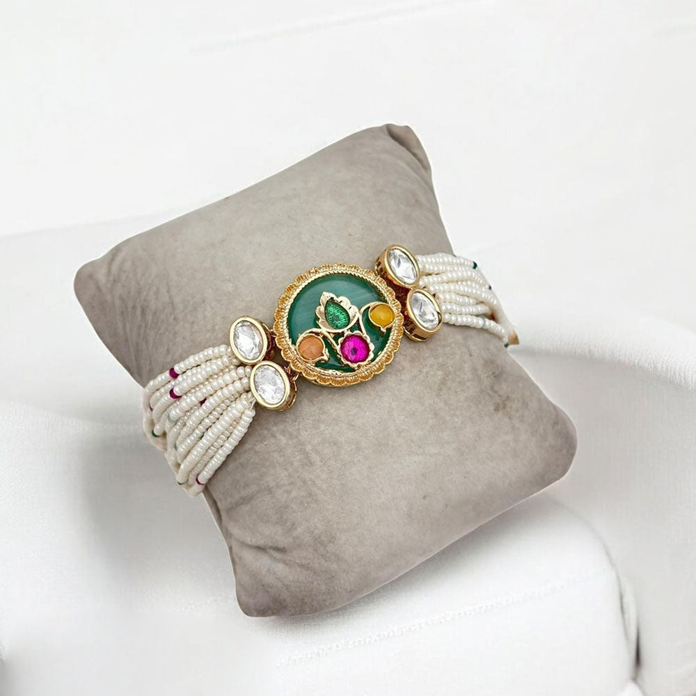 Jewel Addiction Gold Plated Polki Kundan Bracelet