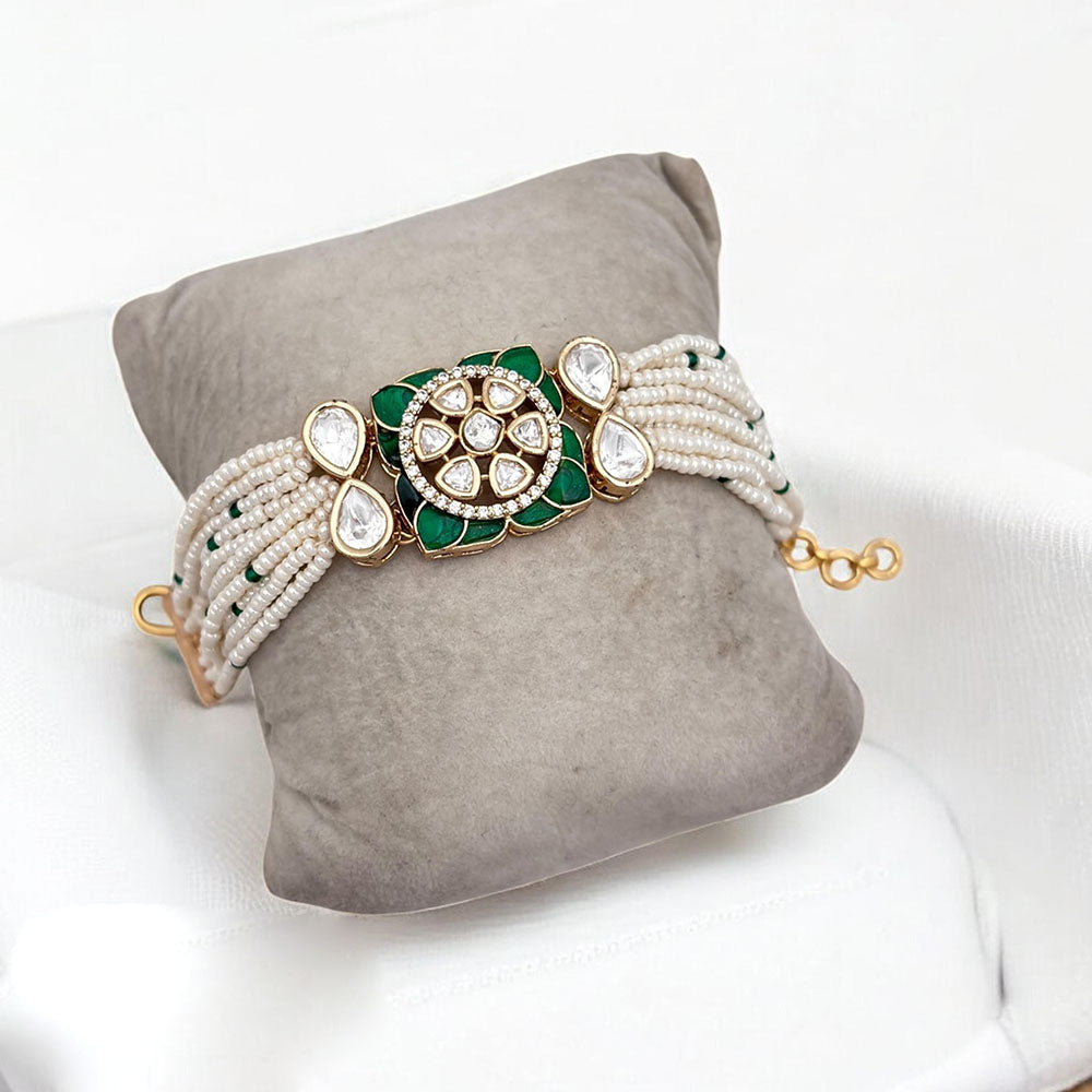 Jewel Addiction Gold Plated Polki Kundan Bracelet