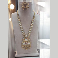 Jewel Addiction Gold Plated Pota Stone Meenakari Long Necklace Set