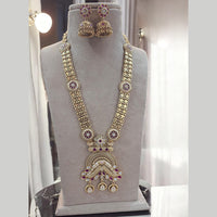 Jewel Addiction Gold Plated Pota Stone Meenakari Long Necklace Set