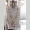 Jewel Addiction Gold Plated Pota Stone Meenakari Long Necklace Set