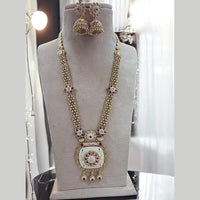 Jewel Addiction Gold Plated Pota Stone Meenakari Long Necklace Set