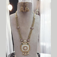 Jewel Addiction Gold Plated Pota Stone Meenakari Long Necklace Set