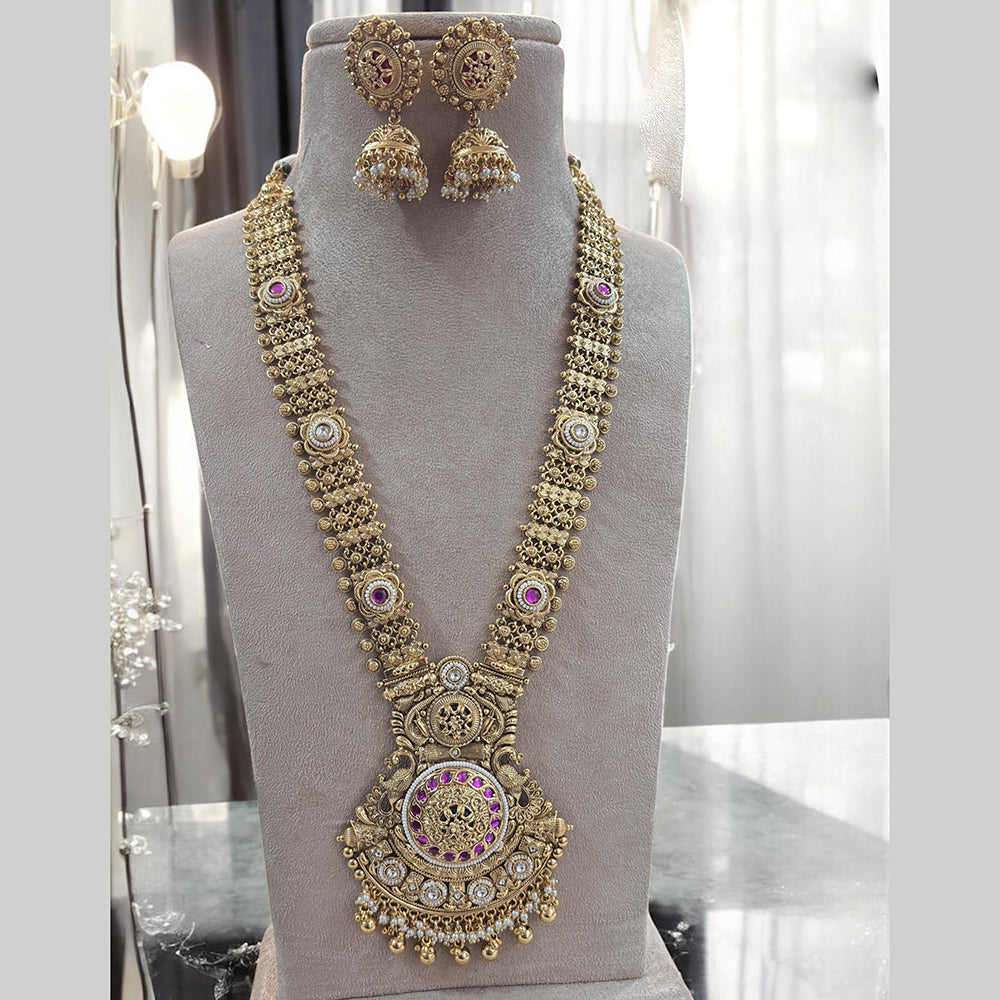 Jewel Addiction Gold Plated Pota Stone Long Necklace Set
