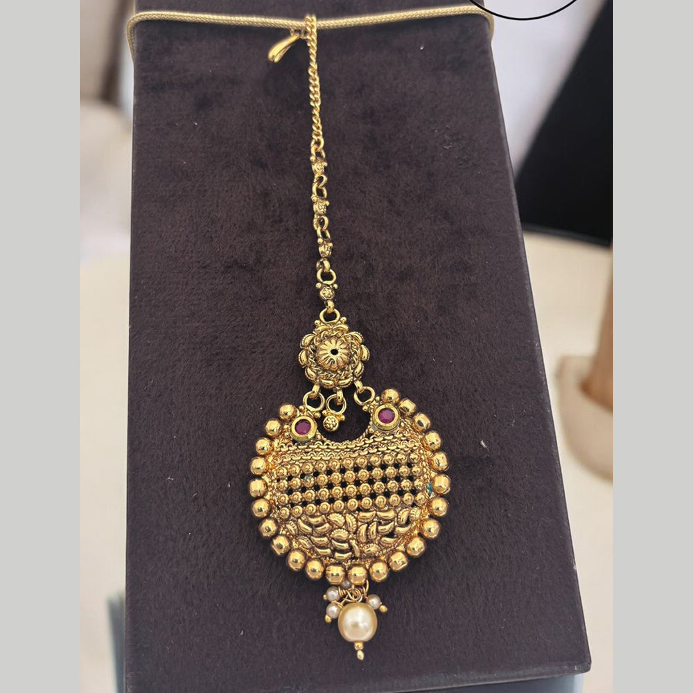 Jewel Addiction Gold Plated Pota Stone And Beads Maangtikka