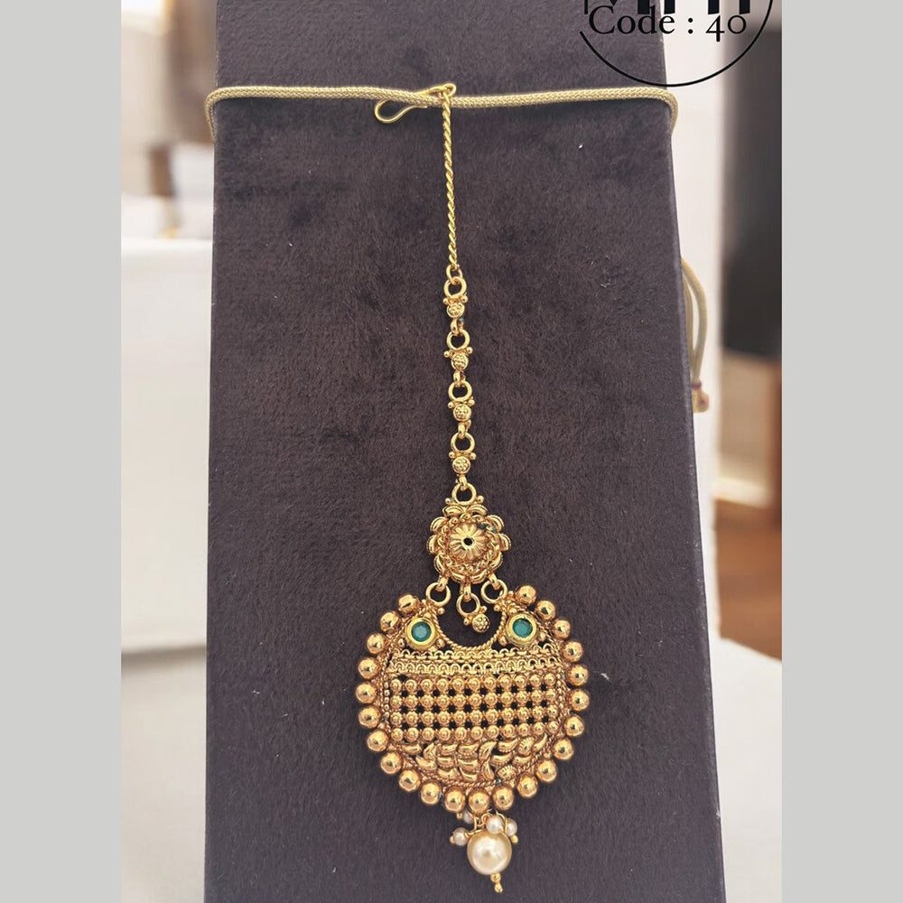 Jewel Addiction Gold Plated Pota Stone And Beads Maangtikka