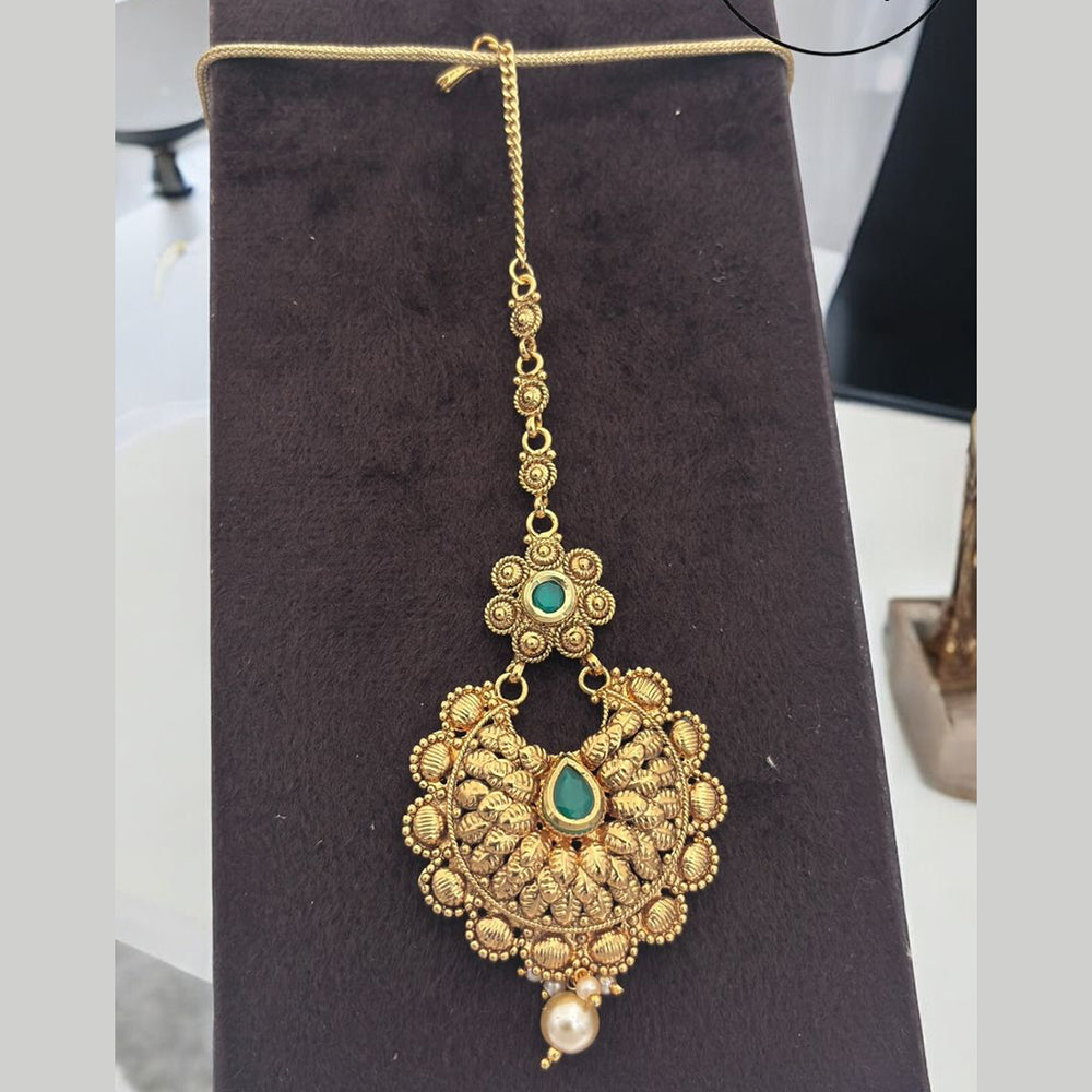 Jewel Addiction Gold Plated Pota Stone And Beads Maangtikka