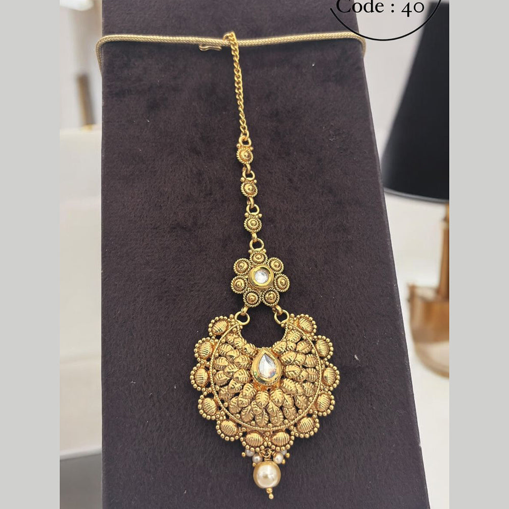 Jewel Addiction Gold Plated Pota Stone And Beads Maangtikka