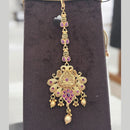 Jewel Addiction Gold Plated Pota Stone And Beads Maangtikka
