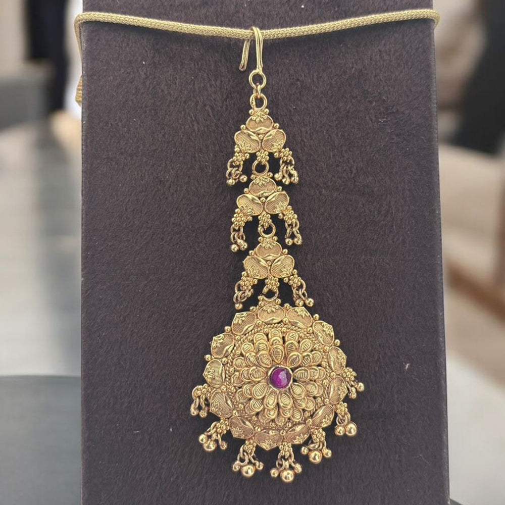 Jewel Addiction Gold Plated Pota Stone And Pearl Maangtikka