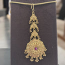 Jewel Addiction Gold Plated Pota Stone And Pearl Maangtikka