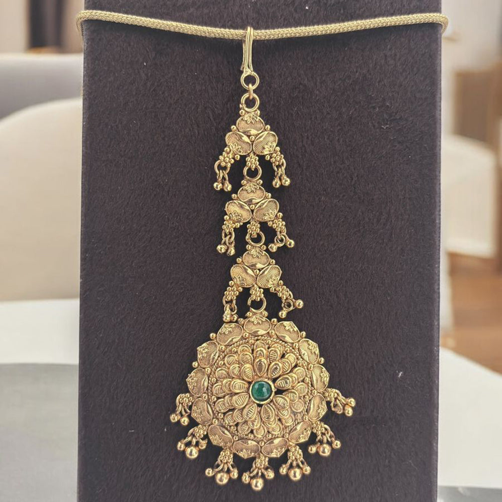Jewel Addiction Gold Plated Pota Stone And Pearl Maangtikka