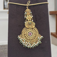 Jewel Addiction Gold Plated Pota Stone And Pearl Temple Maangtikka