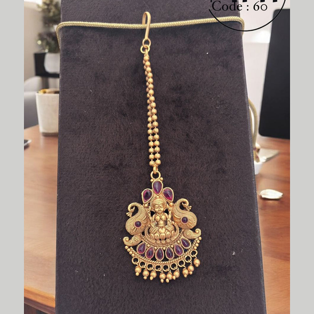 Jewel Addiction Gold Plated Pota Stone And Pearl Maangtikka