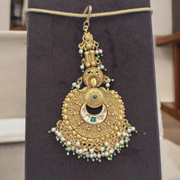 Jewel Addiction Gold Plated Pota Stone And Pearl Maangtikka