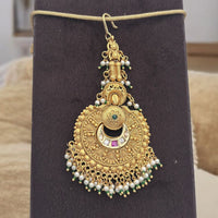Jewel Addiction Gold Plated Pota Stone And Pearl Maangtikka