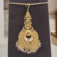 Jewel Addiction Gold Plated Pota Stone And Pearl Maangtikka