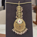 Jewel Addiction Gold Plated Pota Stone And Pearl Maangtikka