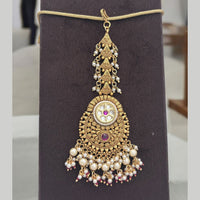 Jewel Addiction Gold Plated Pota Stone And Pearl Maangtikka