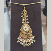 Jewel Addiction Gold Plated Pota Stone And Pearl Maangtikka