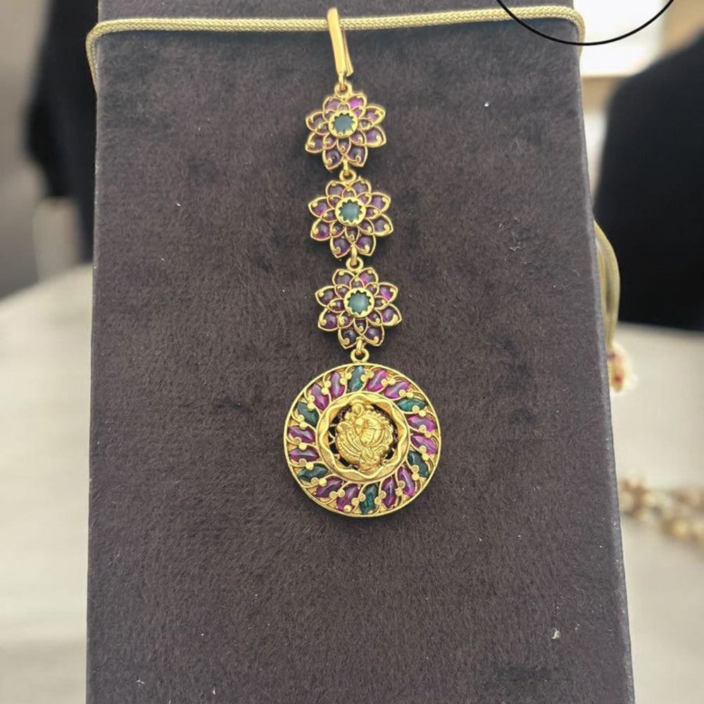Jewel Addiction Gold Plated Pota Stone Maangtikka