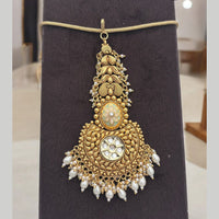 Jewel Addiction Gold Plated Pota Stone And Pearl Maangtikka