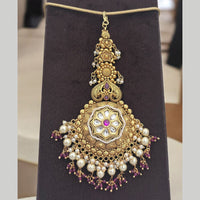 Jewel Addiction Gold Plated Pota Stone And Pearl Maangtikka