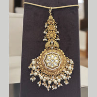 Jewel Addiction Gold Plated Pota Stone And Pearl Maangtikka