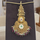 Jewel Addiction Gold Plated Pota Stone And Pearl Meenakari Maangtikka