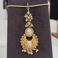 Jewel Addiction Gold Plated Pota Stone And Pearl Meenakari Maangtikka