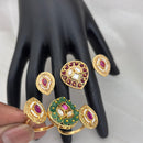Jewel Addiction Gold Plated Pota Stone And Pearl Ring