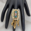Jewel Addiction Gold Plated Pota Stone And Pearl Ring