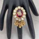 Jewel Addiction Gold Plated Pota Stone And Pearl Ring