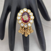 Jewel Addiction Gold Plated Pota Stone And Pearl Ring