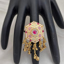 Jewel Addiction Gold Plated Pota Stone And Pearl Meenakari Ring