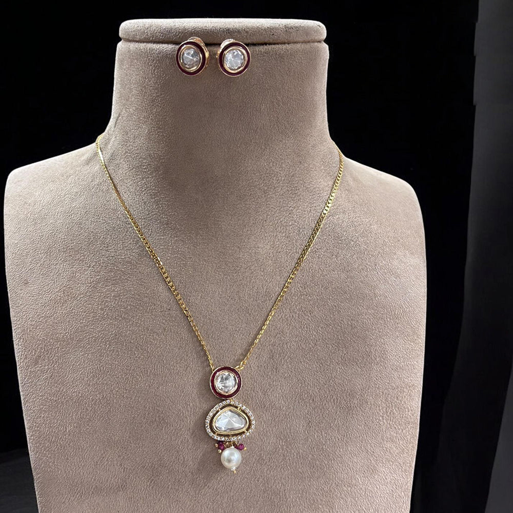Jewel Addiction Gold Plated Polki Kundan Necklace Set