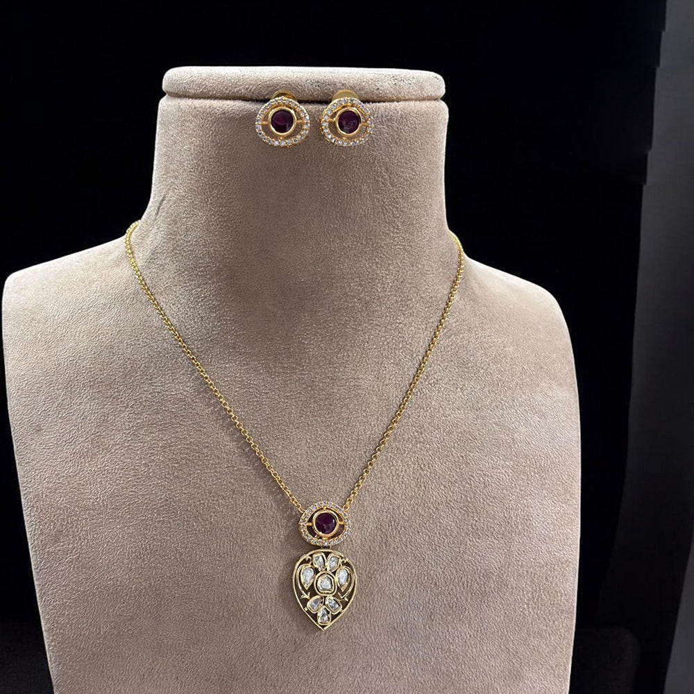 Jewel Addiction Gold Plated Polki Kundan Necklace Set