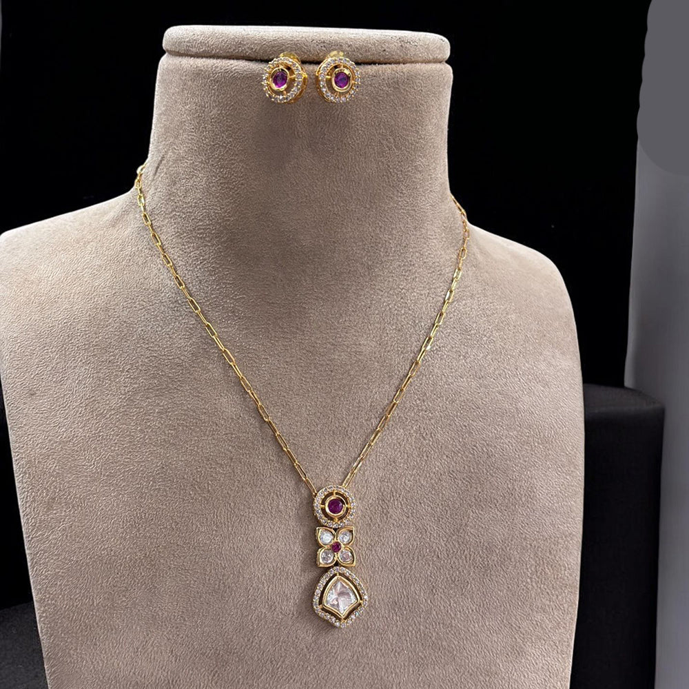 Jewel Addiction Gold Plated Polki Kundan Necklace Set
