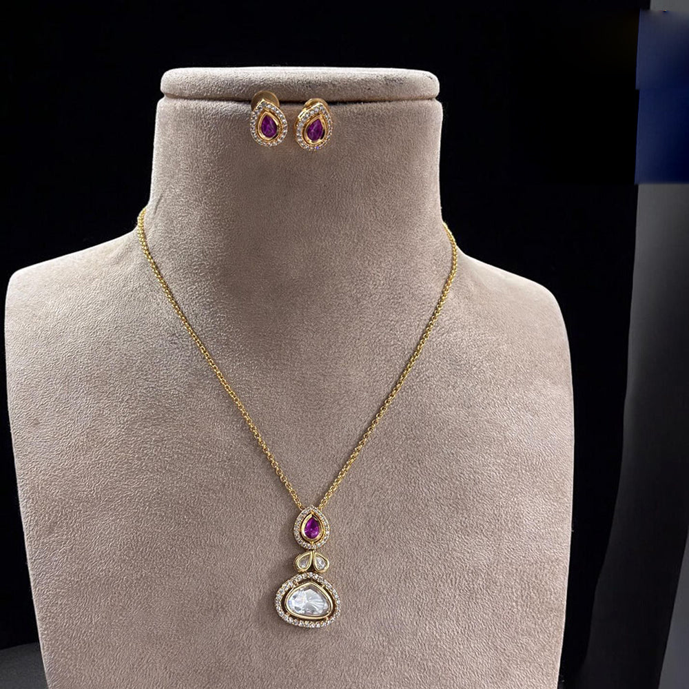 Jewel Addiction Gold Plated Polki Kundan Necklace Set