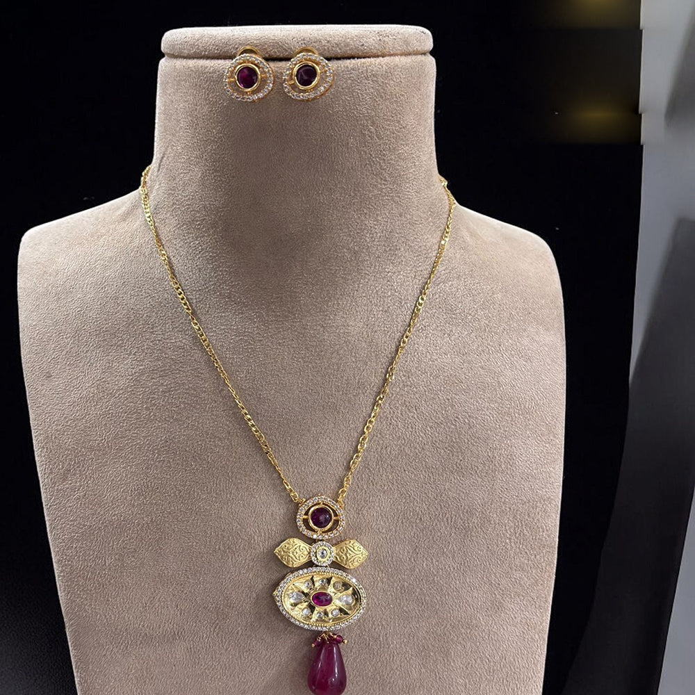 Jewel Addiction Gold Plated Pota Stone Necklace Set