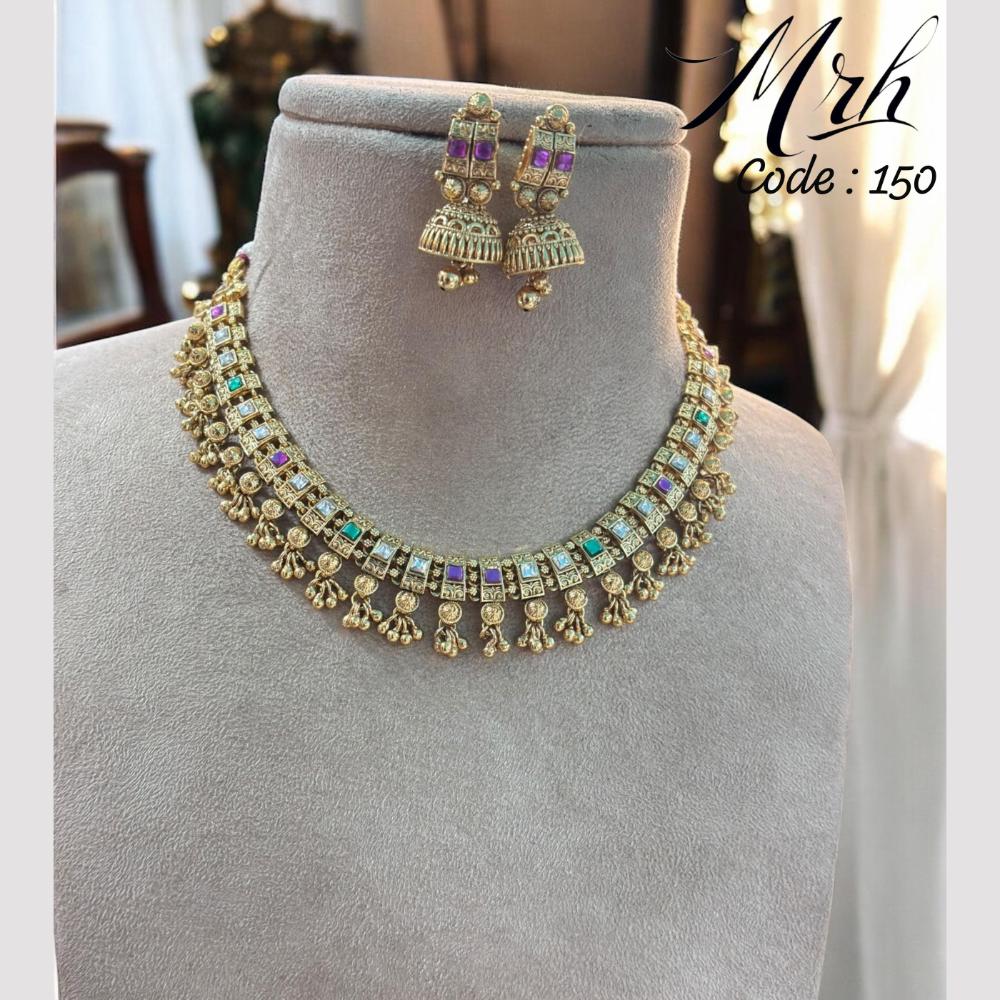 Jewel Addiction Gold Plated Pota Stone Necklace Set