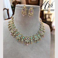 Jewel Addiction Gold Plated Pota Stone And Beads Meenakari Necklace Set