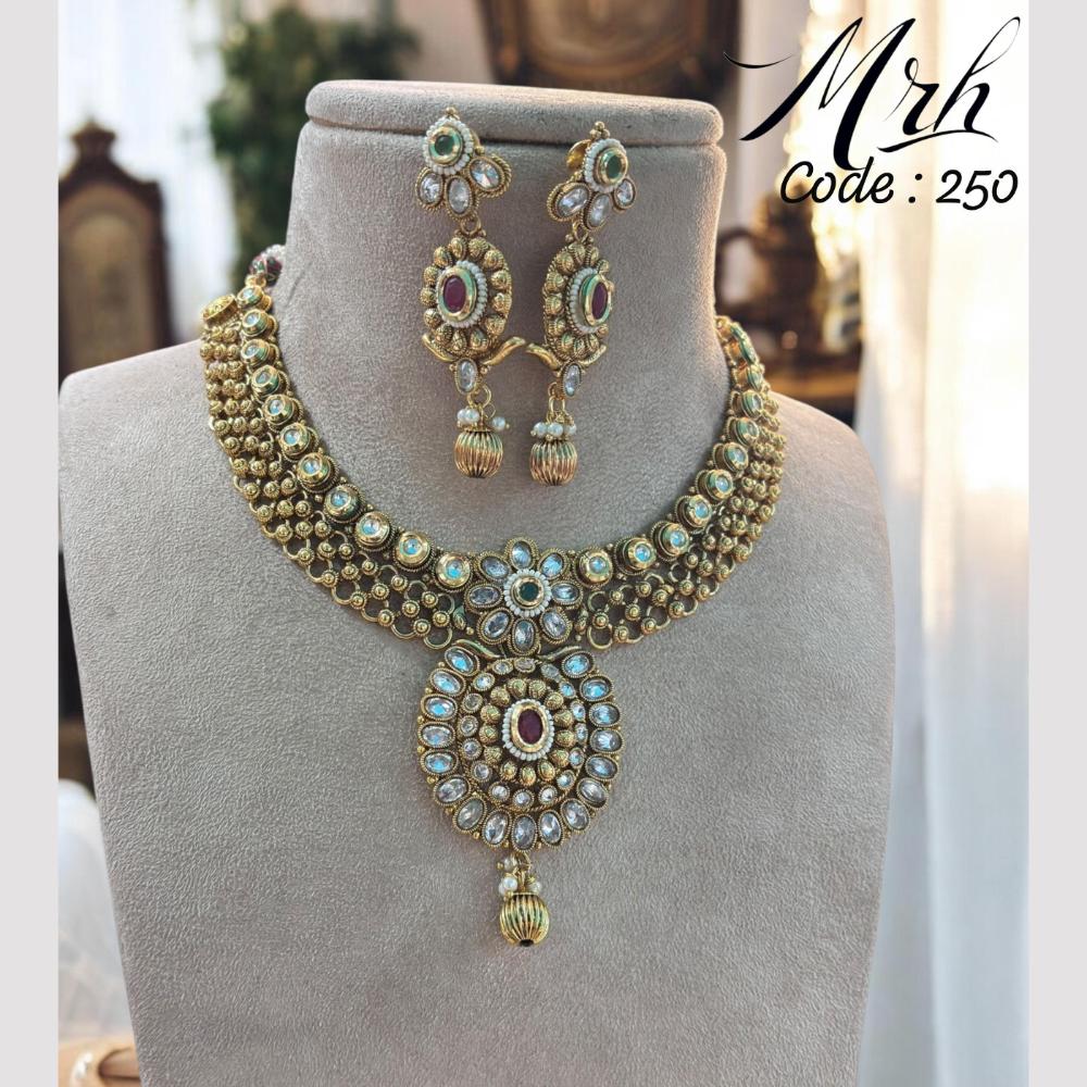 Jewel Addiction Gold Plated Pota Stone Necklace Set