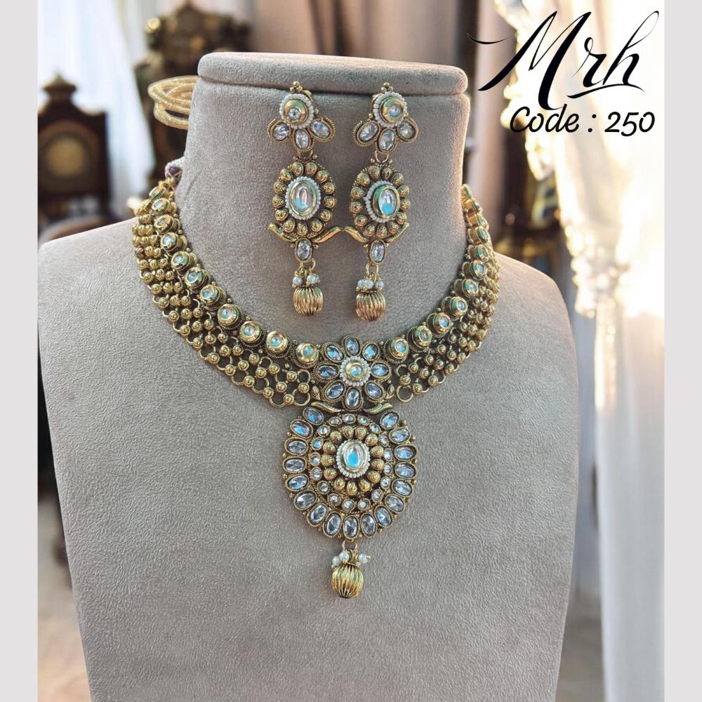 Jewel Addiction Gold Plated Pota Stone Necklace Set