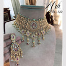 Jewel Addiction Gold Plated Pota Stone And Beads Choker Necklace Set