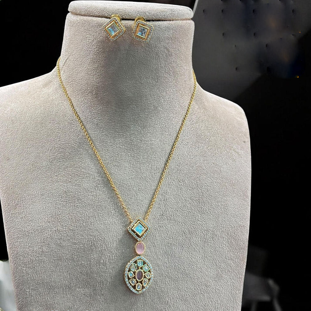 Jewel Addiction Gold Plated Pota Stone Necklace Set