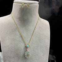 Jewel Addiction Gold Plated Pota Stone Necklace Set