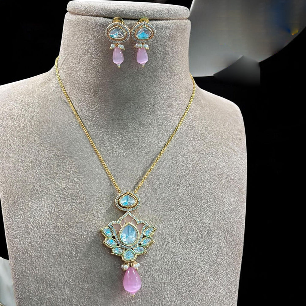 Jewel Addiction Gold Plated Polki Kundan Stone And Beads Necklace Set