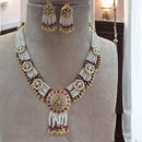 Jewel Addiction Nawabi Glam  Pota Stone  And Pearl Necklace Set