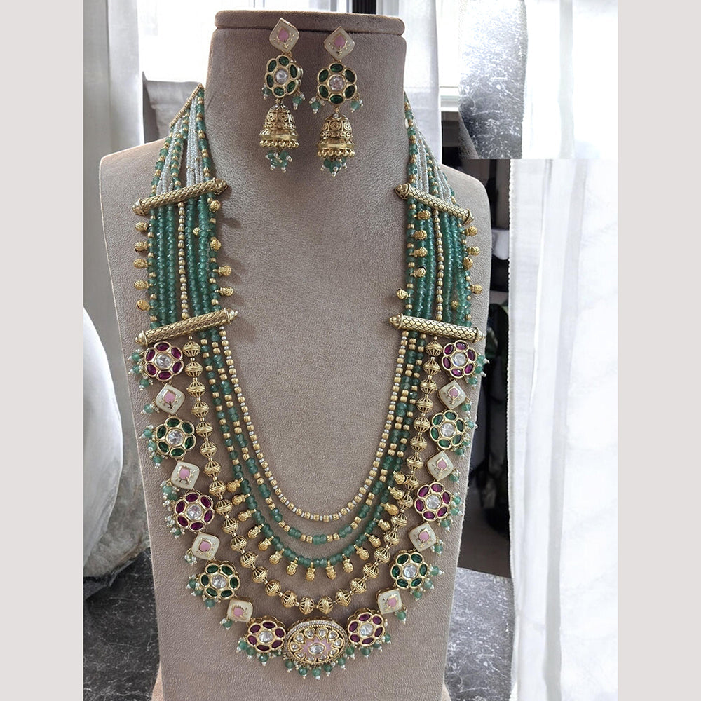 Jewel Addiction  Cultural Chic Pota Stone Meenakari And Pearl Long Necklace Set